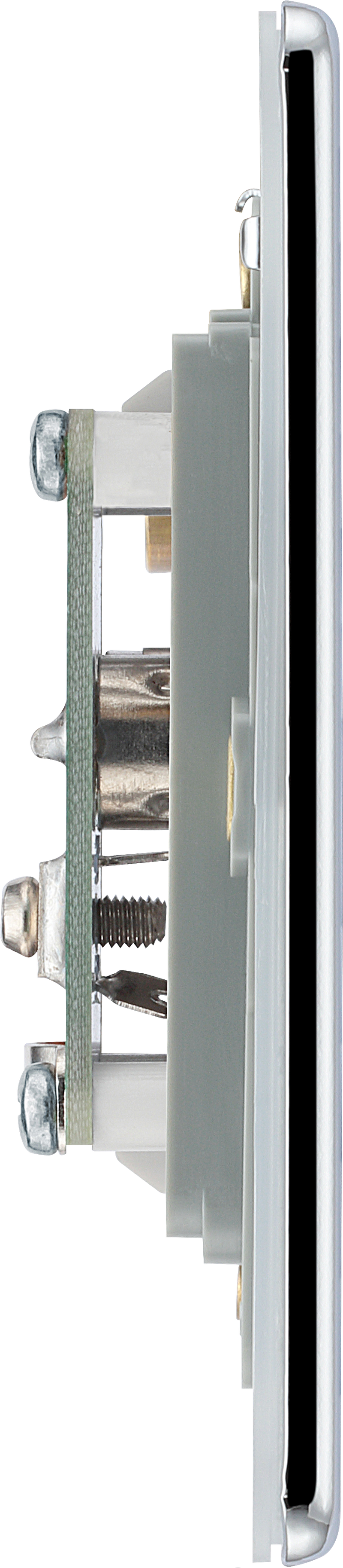 BG Electrical Flatplate Screwless Polished Chrome - Double, co-axial