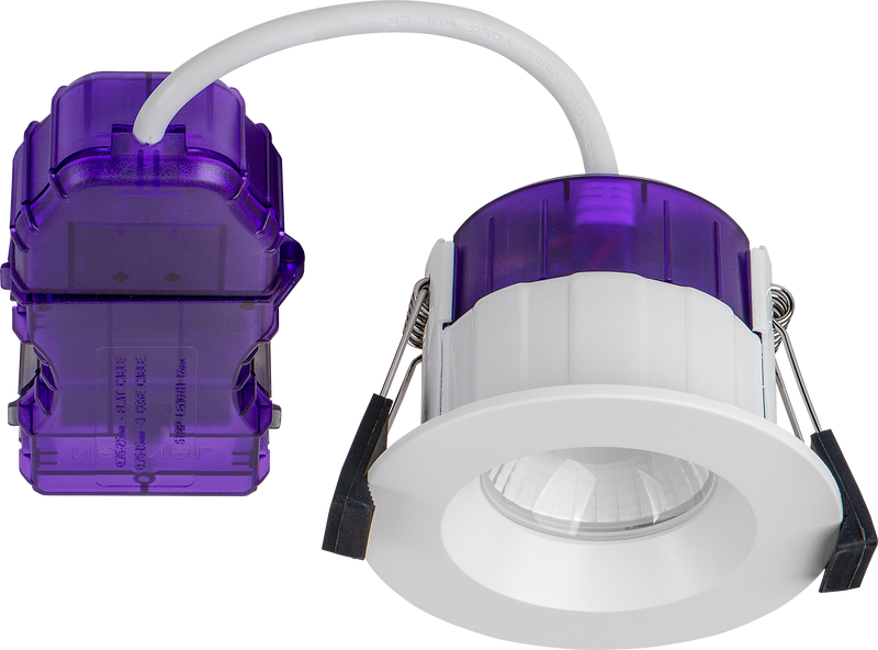 Luceco Ftype Ultra - FType Ultra Fire Rated Downlight 4W/6W 750lm Power Change & 4Colour CCT 2700K, 3000K, 4000K, 6000K Dimmable IP65 White - Regressed
