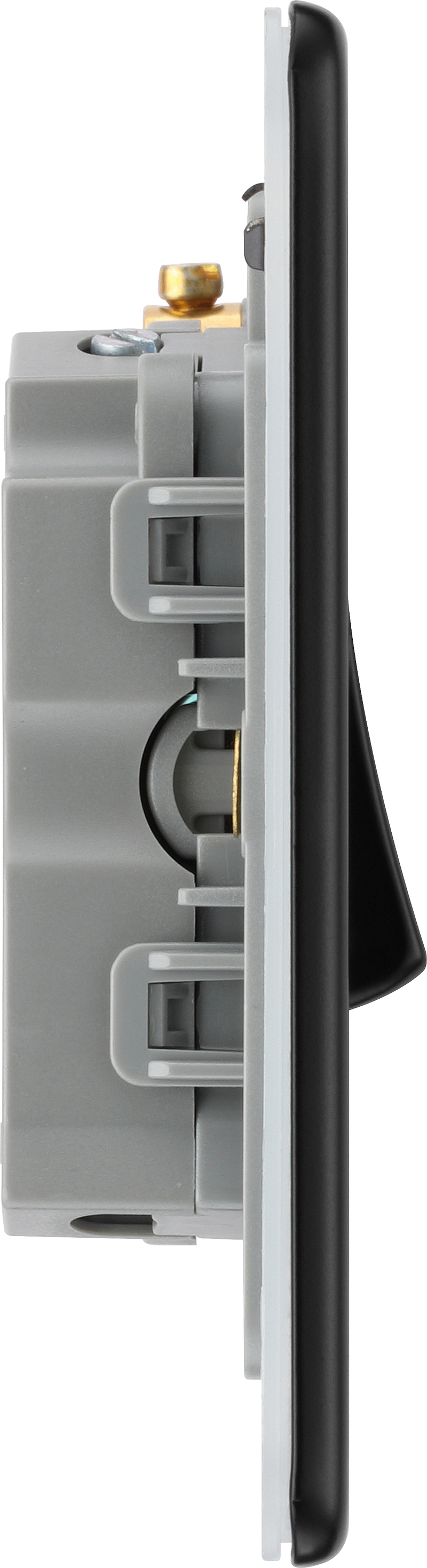 BG Electrical Flatplate Screwless Matt Black - Triple, 2 way switch