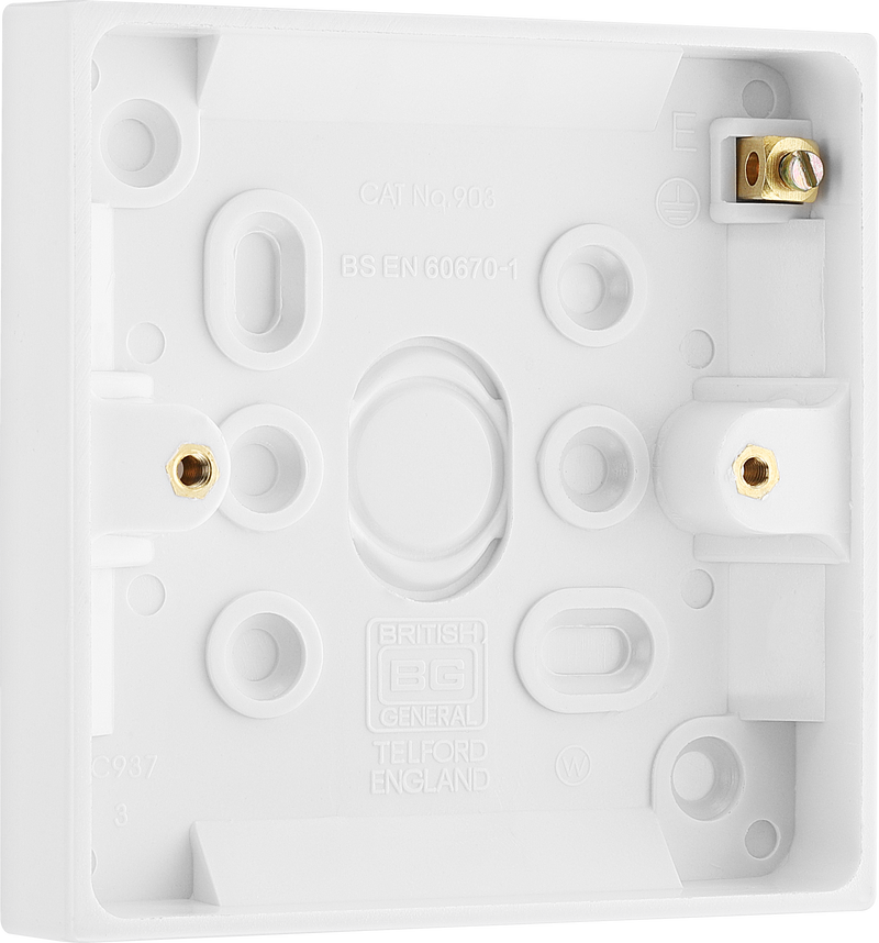 BG Electrical 900 Series - Single with earth terminal, 19mm
