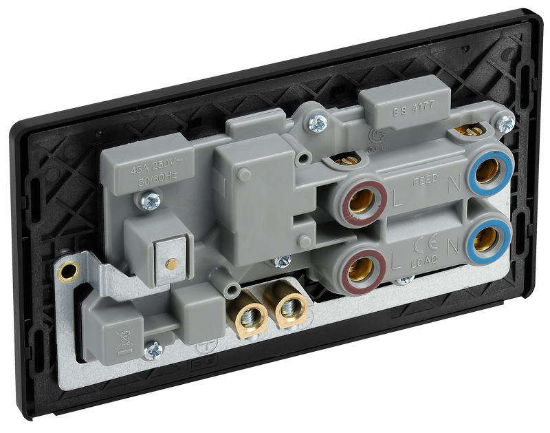 BG Electrical Evolve Matt Grey - 45A double pole with switched socket and indicators