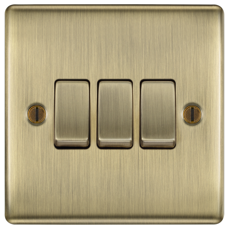 BG Electrical Nexus Metal Antique Brass - Triple, 2 way switch