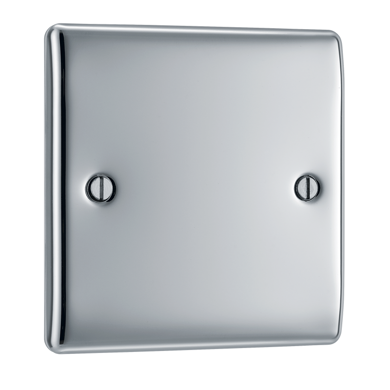 BG Electrical Nexus Metal Polished Chrome - Single, blank plate