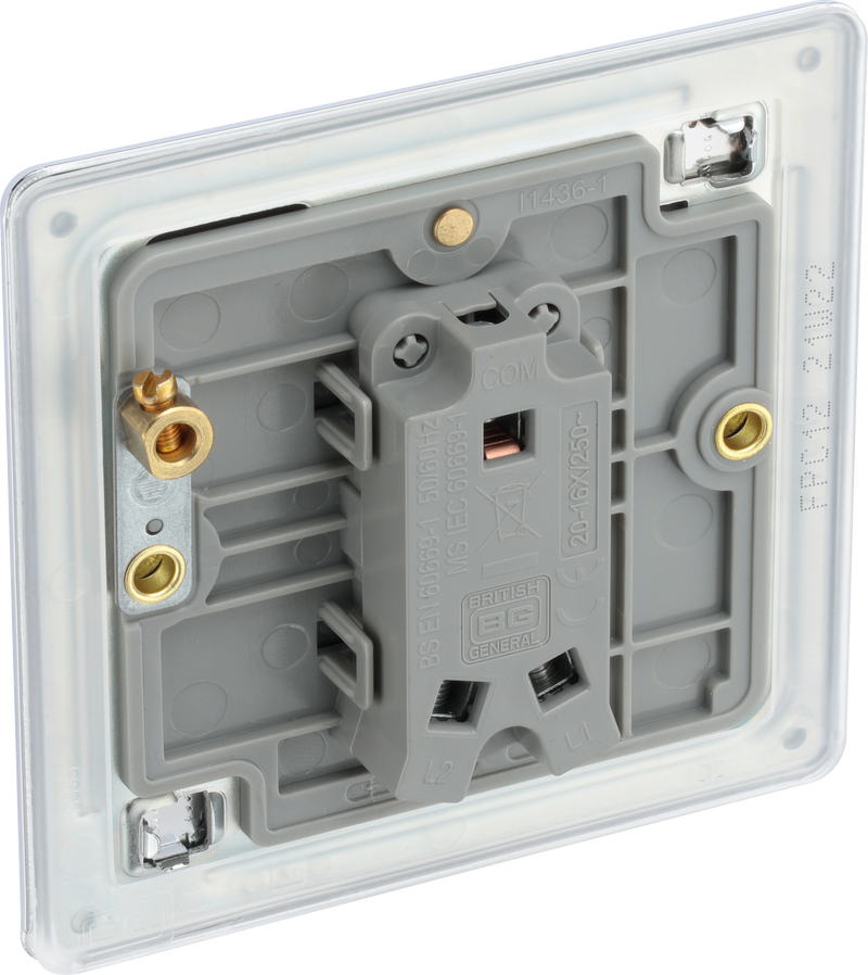 BG Electrical Flatplate Screwless Polished Chrome - Single, 2 way switch