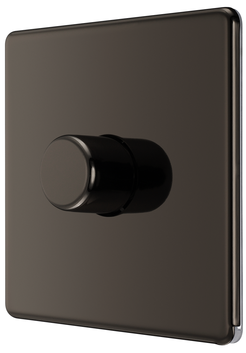 BG Electrical Flatplate Screwless Black Nickel - Single, 2 way push 200W