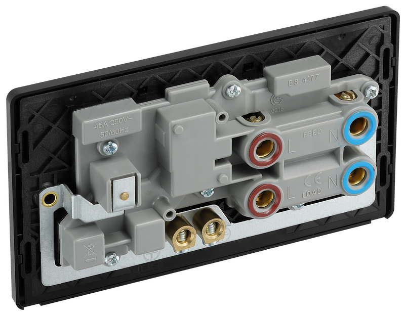 BG Electrical Evolve Satin Brass - 45A double pole with switched socket and indicators