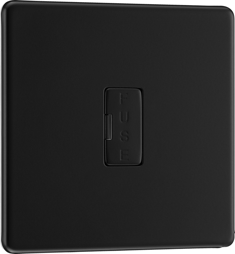 BG Electrical Flatplate Screwless Matt Black - Unswitched and fused