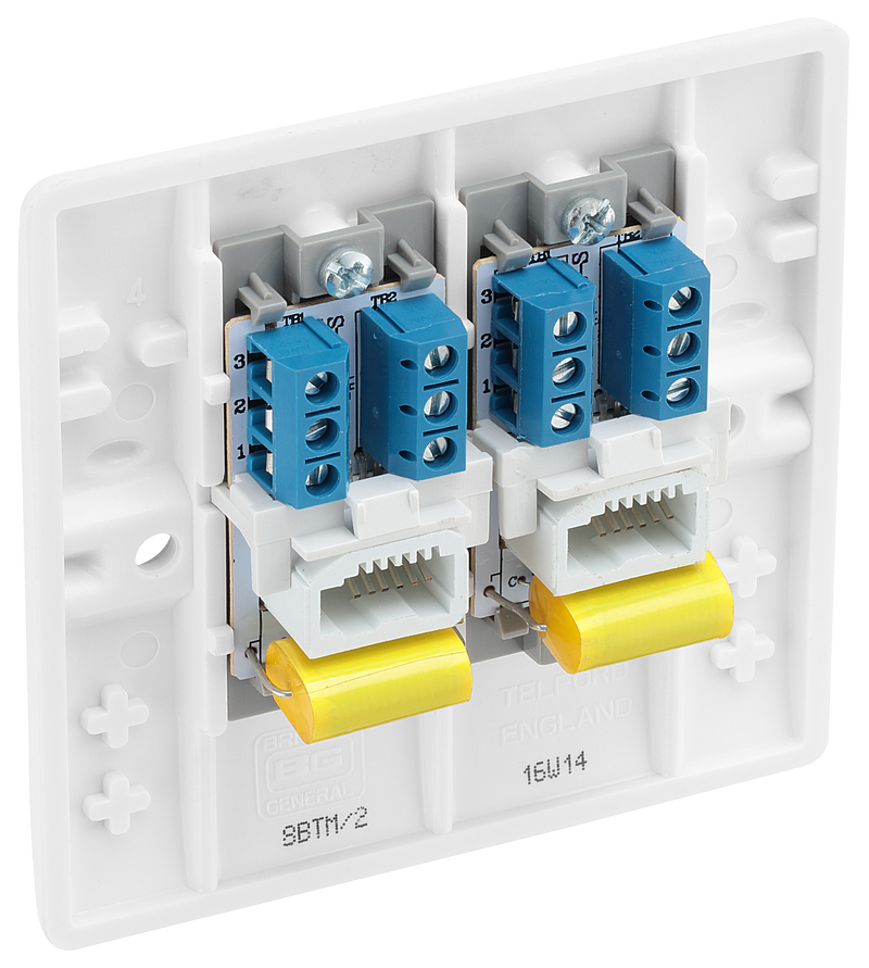 BG Electrical 800 Series - Double, telephone socket, master (screw)