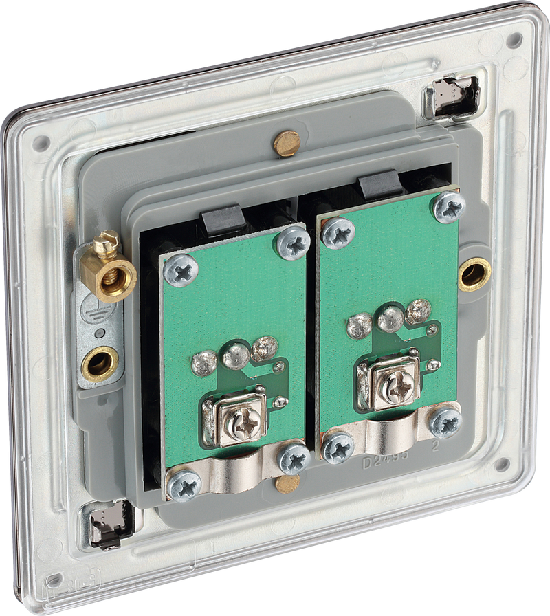 BG Electrical Flatplate Screwless Black Nickel - Double isolated, co-axial