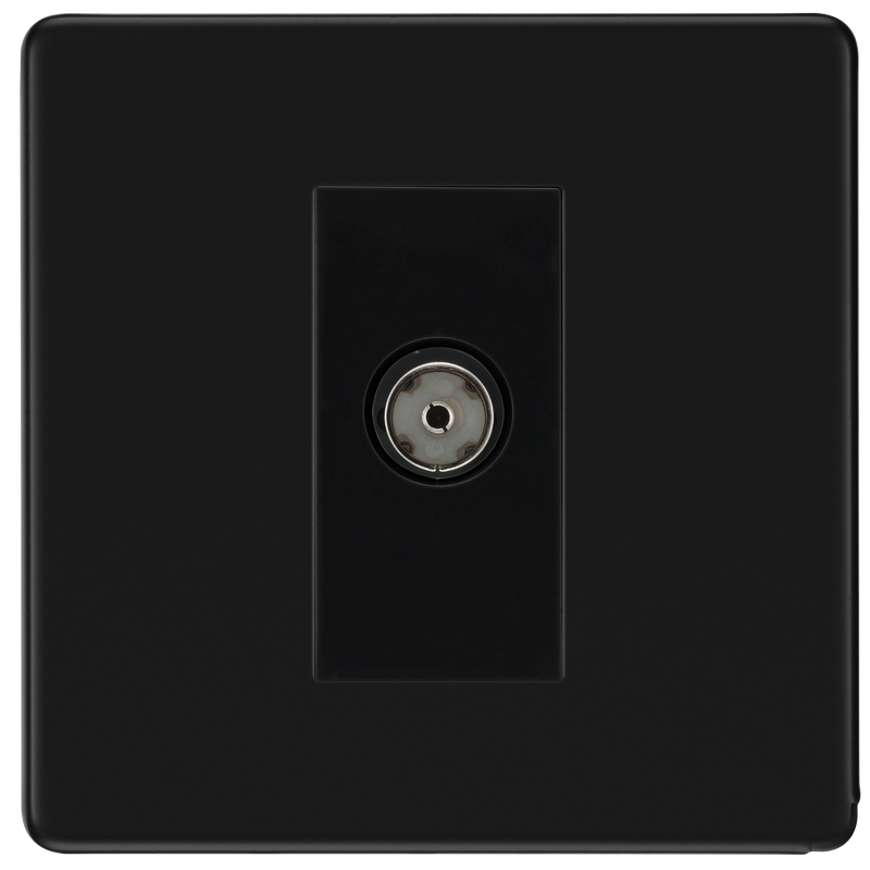 BG Electrical Flatplate Screwless Matt Black - Single isolated, co-axial