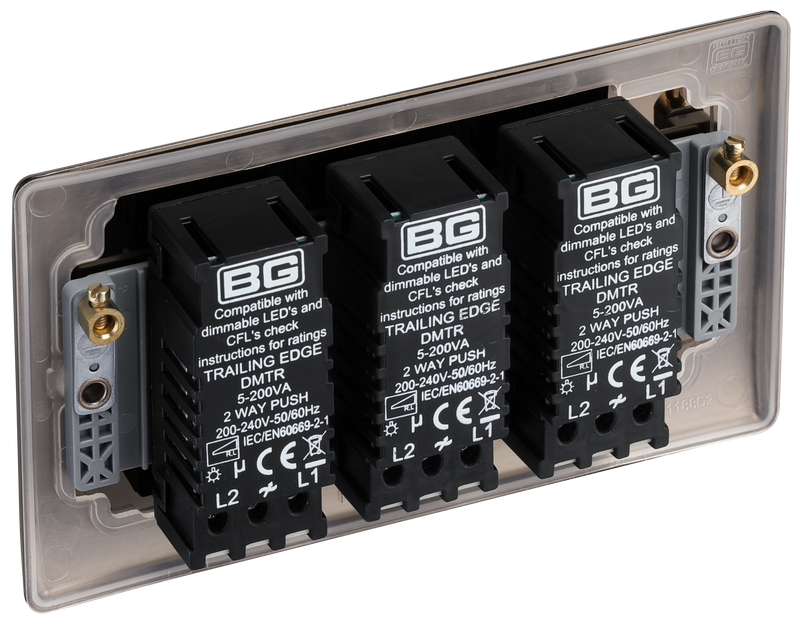 BG Electrical Nexus Metal Black Nickel - Triple, 2 way push 200W
