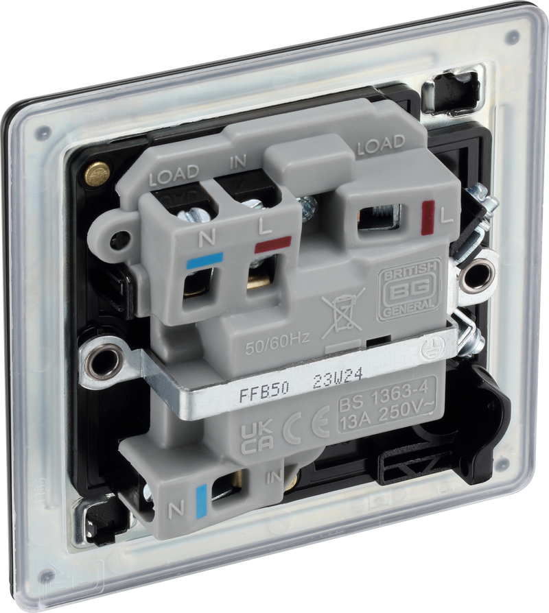 BG Electrical Flatplate Screwless Matt Black - Switched and fused