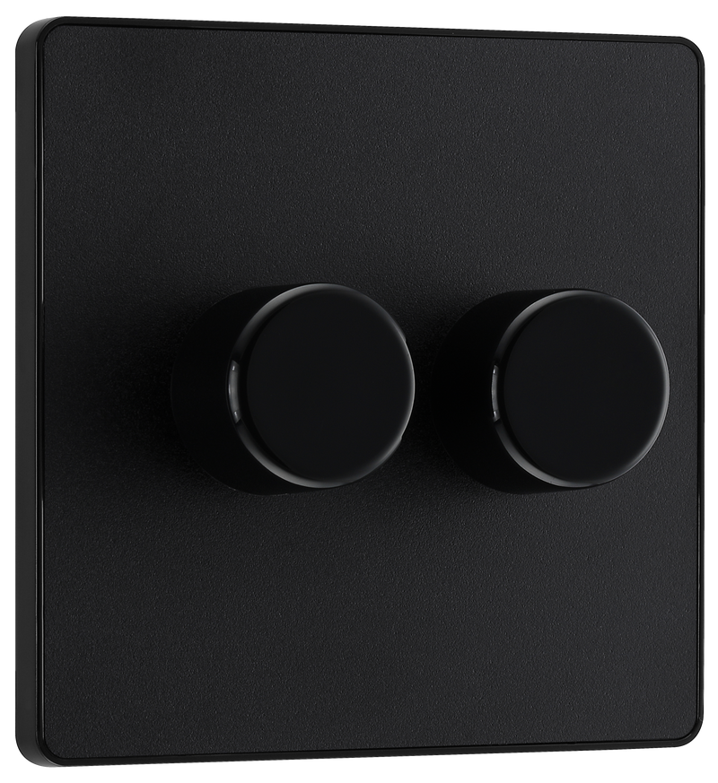 BG Electrical Evolve Matt Black - Double, 2 way push 200W