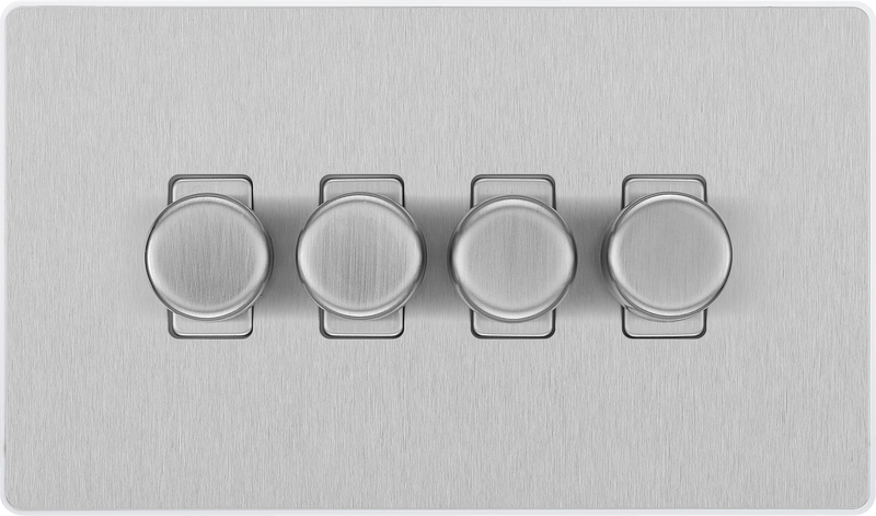 BG Electrical Evolve Brushed Steel - Quadruple, 2 way push 200W