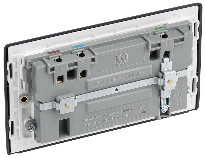 BG Electrical Part M - Double switched, single pole, with 2 x USB A