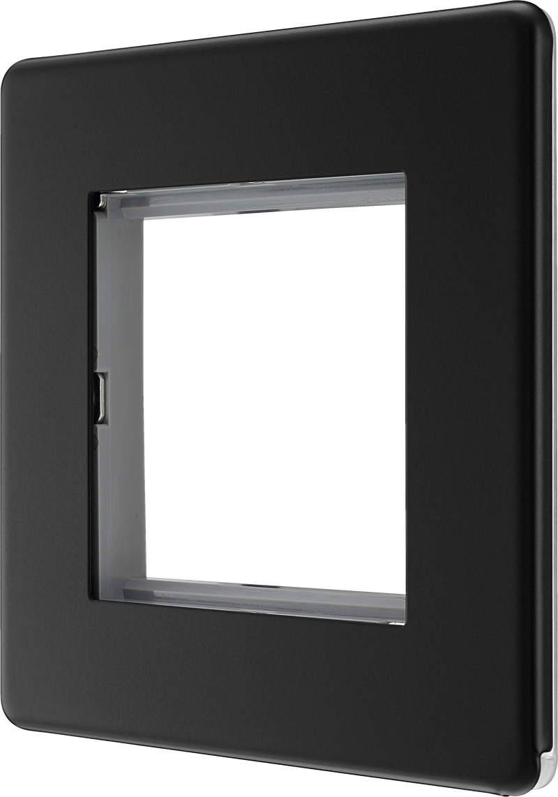 BG Electrical Flatplate Screwless Matt Black - 2 module - square