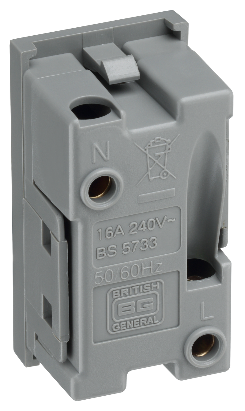 BG Electrical Euro Module - 16A 2 pin, unswitched socket