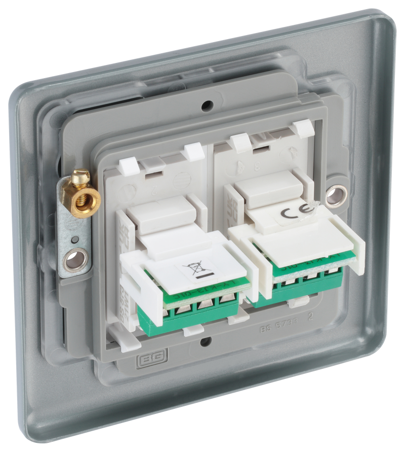 BG Electrical Metal Clad - Double, RJ45 telephone socket