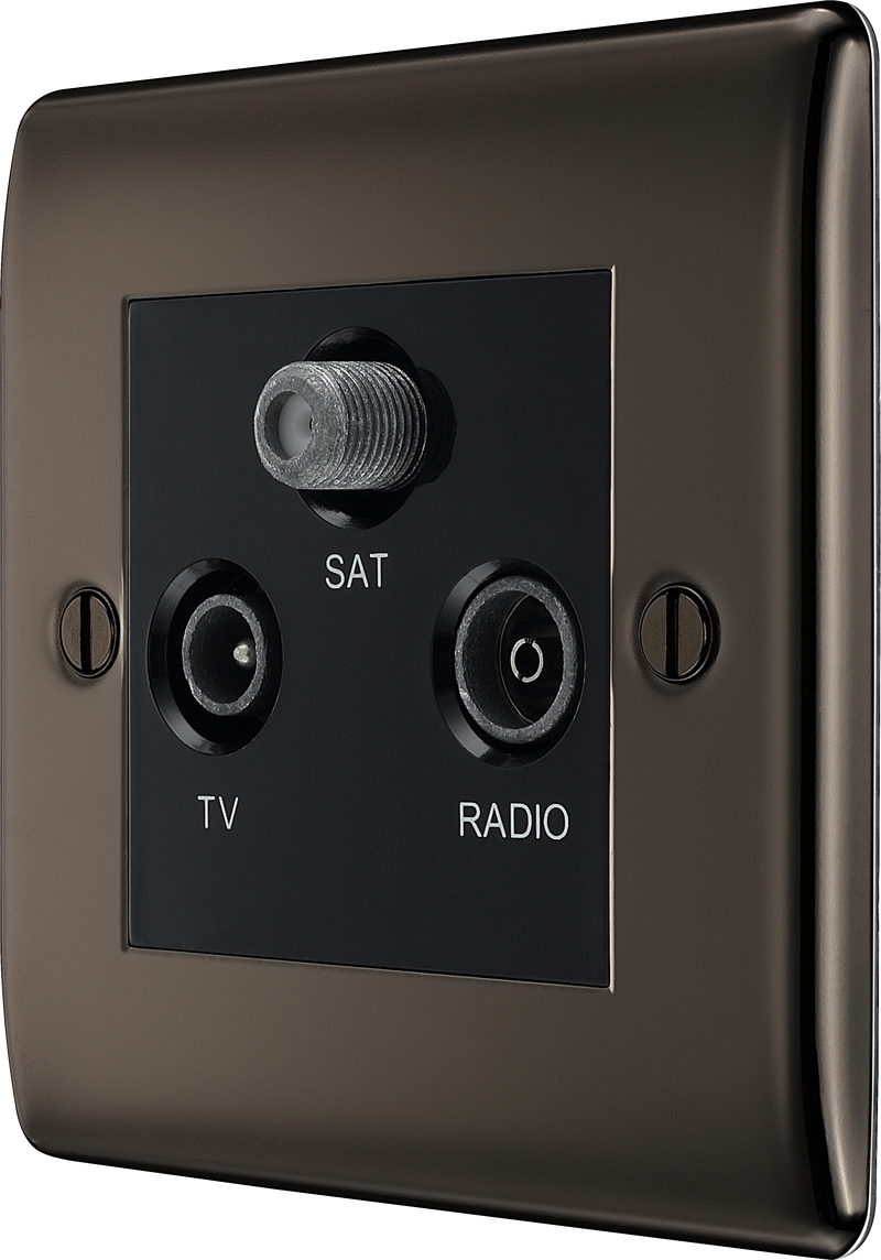 BG Electrical Nexus Metal Black Nickel - Triple TV/FM/SAT triplex - screened