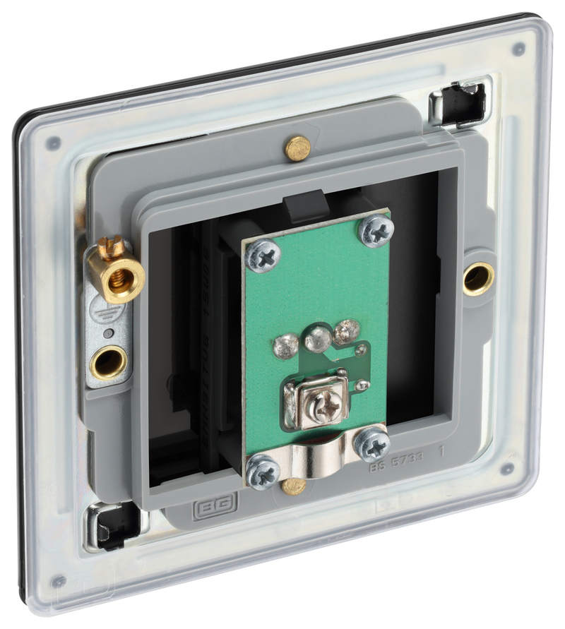 BG Electrical Flatplate Screwless Matt Black - Single isolated, co-axial