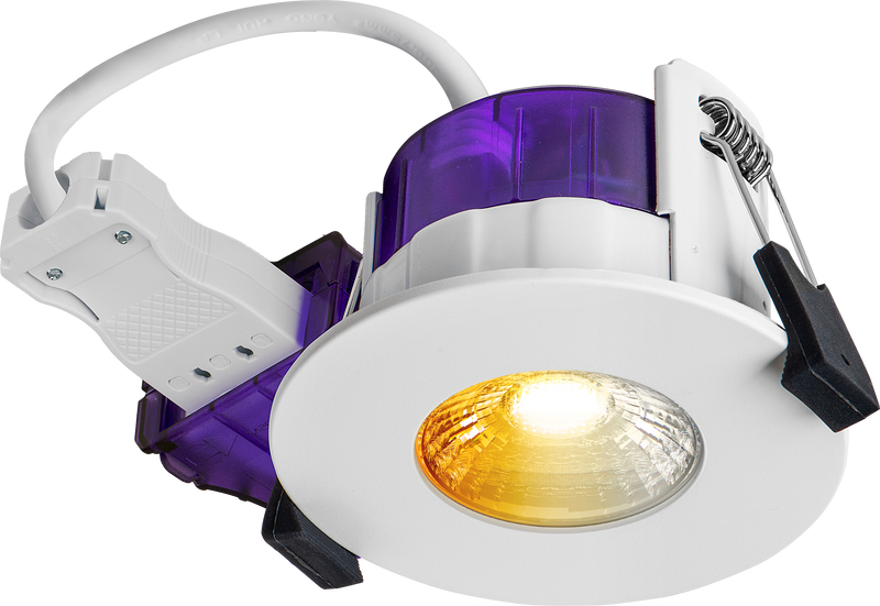 Luceco Ftype Ultra - FType Ultra Fire Rated Downlight 4W/6W 690lm Power Change & CCT Change 3000K / 4000K Dim2Warm Dimmable IP65 White - Flat