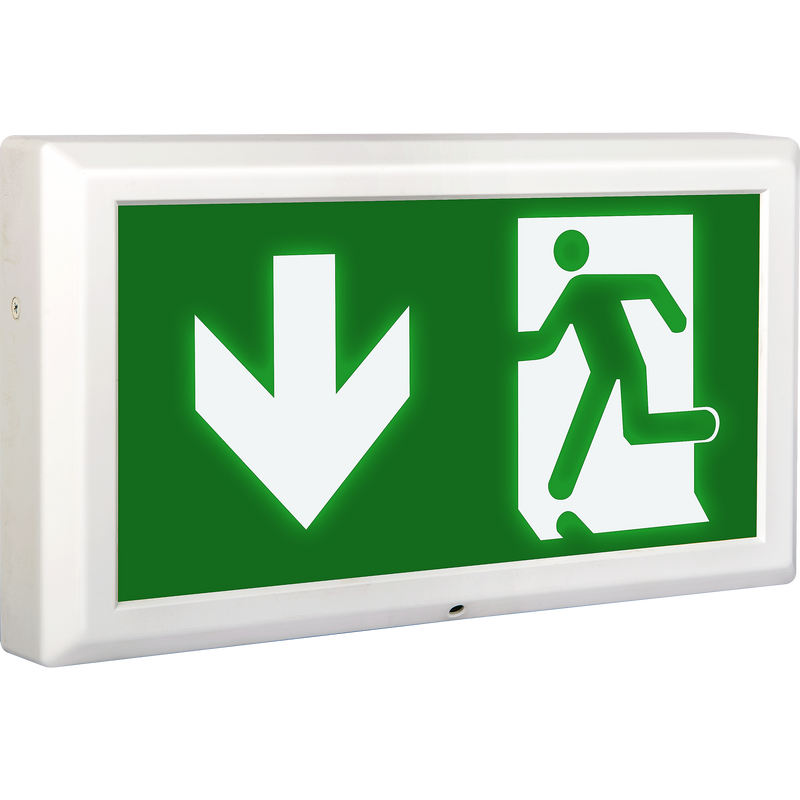 Luceco Exit Box - Tempus Exit Box 3hr Emergency Maintained C/w Down Legend