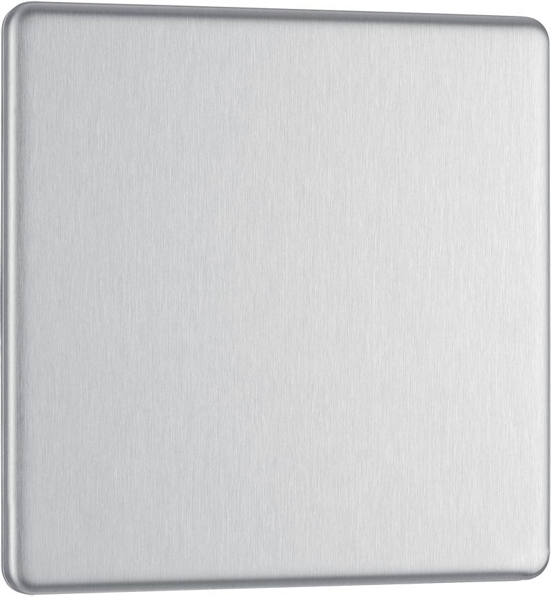 BG Electrical Flatplate Screwless Brushed Steel - Single, blank plate