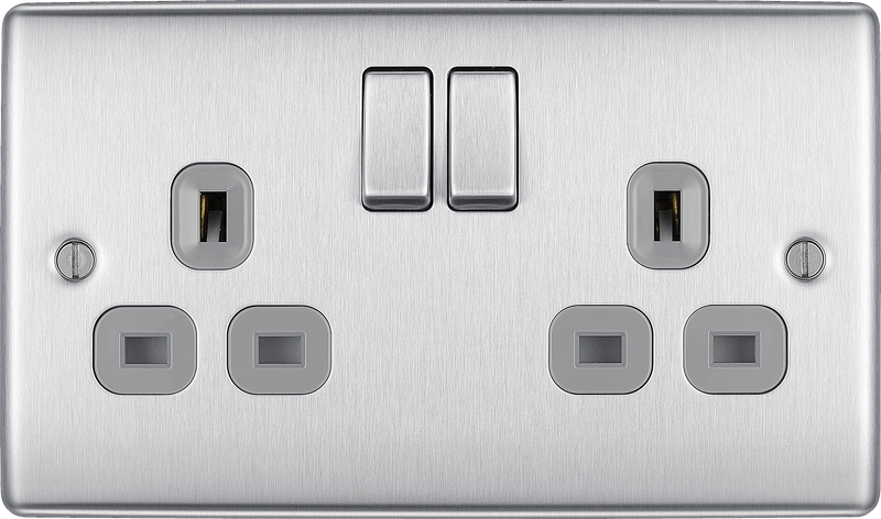 BG Electrical Nexus Metal Brushed Steel - Double, switched, double pole