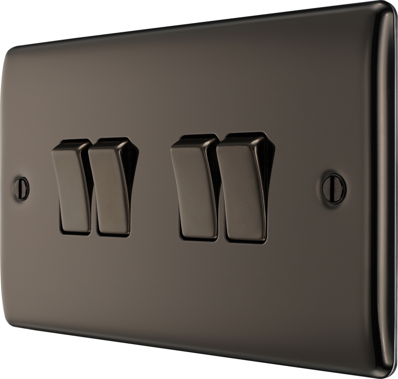 BG Electrical Nexus Metal Black Nickel - Quadruple, 2 way switch