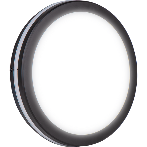 Luceco Circulus - Circulus Decorative Round Outdoor Bulkhead Wall Light with Power Wattage Change and Colour Change (CCT), LED Exterior Lighting, Black, IP65, 24W, 2400lm