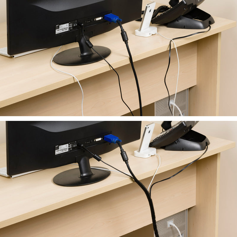 D-Line Cable Tidy - Cable Spiral Wrap, Black - 3m, 6-20mm expandable dia.
