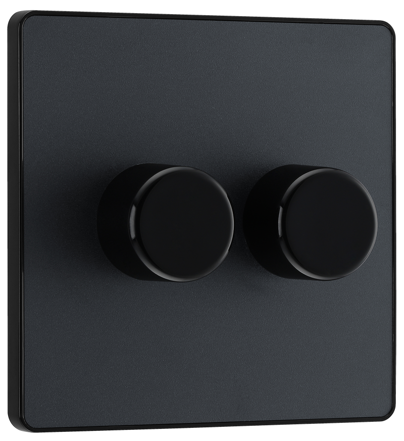 BG Electrical Evolve Matt Grey - Double, 2 way push 200W