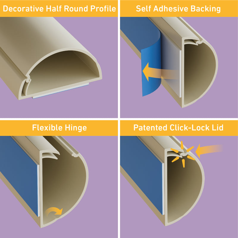D-Line Trunking - 50x25mm Aluminium-Effect 1.5m Self Adhesive Length