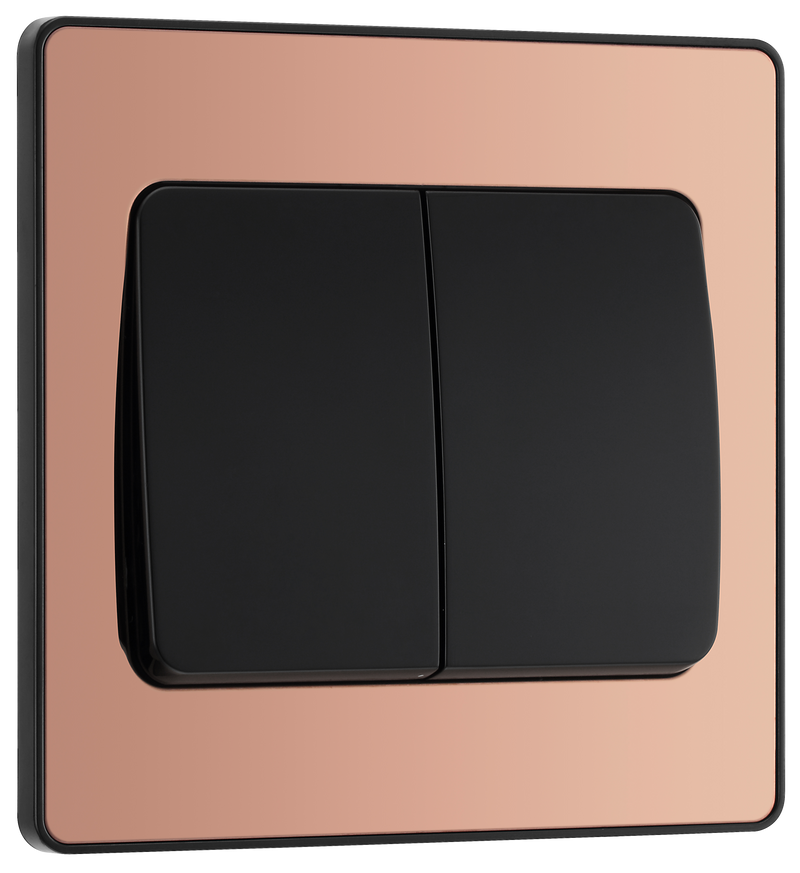 BG Electrical Evolve Polished Copper - Double, 2 way switch, wide rocker