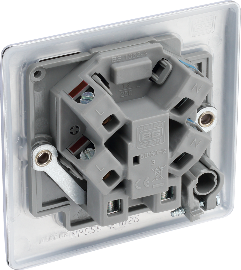 BG Electrical Nexus Metal Polished Chrome - Unswitched and fused with flex outlet