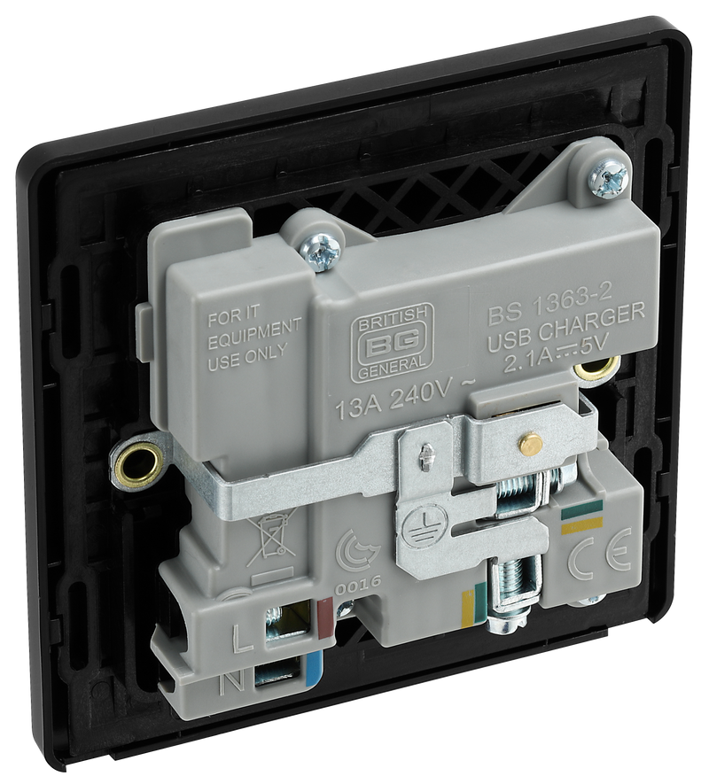BG Electrical Evolve Matt Grey - Single, switched, single pole, with 2 x USB A