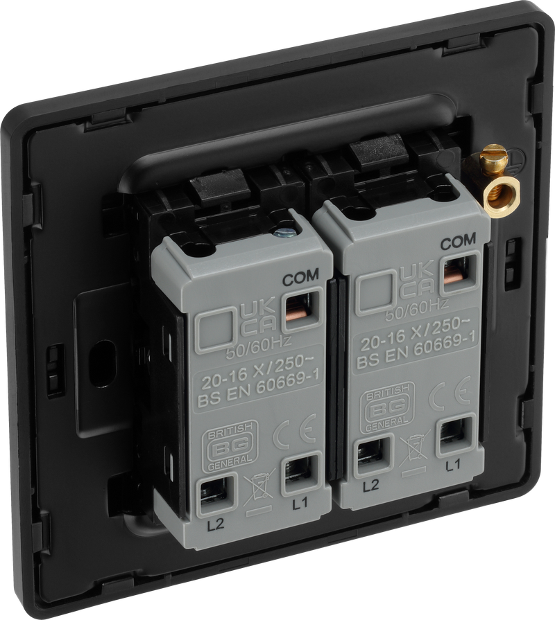 BG Electrical Evolve Matt Grey - Double, 2 way switch, edge rocker