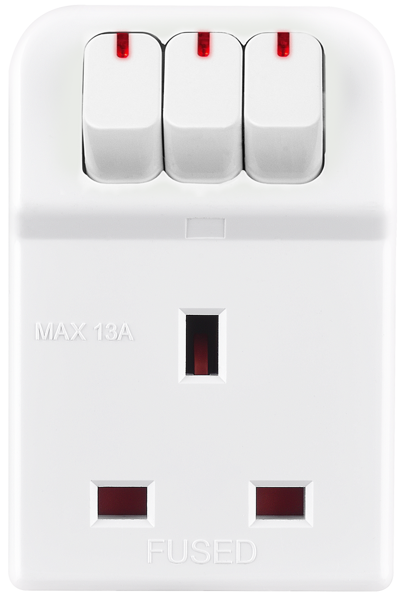 Masterplug Switched - 3 Sockets, 13A, White