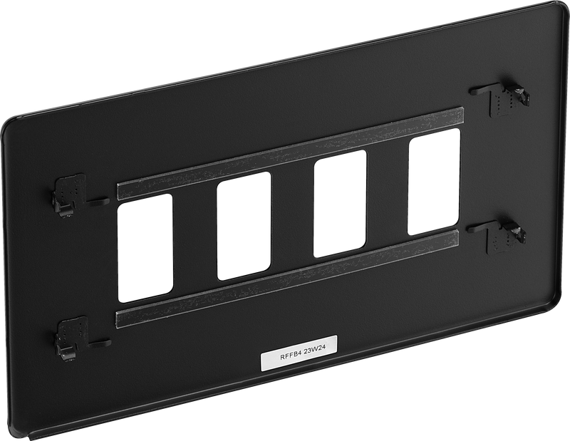 BG Electrical Flatplate Screwless Matt Black - 4 module - rectangular