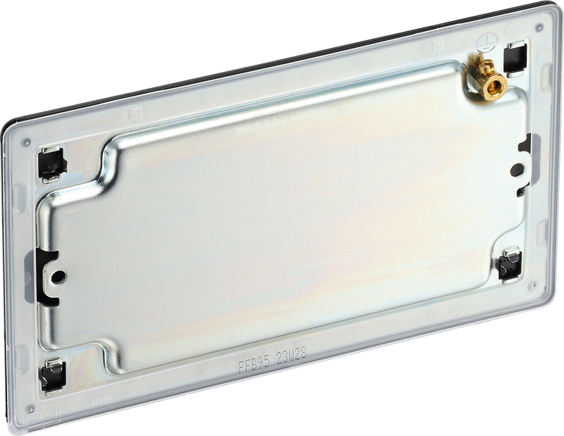 BG Electrical Flatplate Screwless Matt Black - Double, blank plate