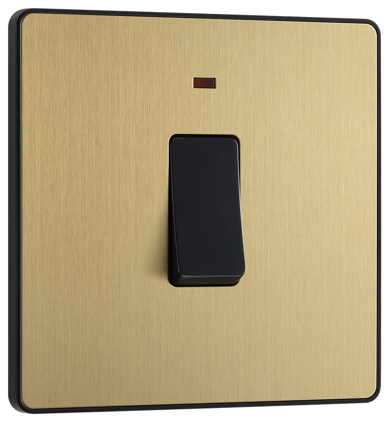 BG Electrical Evolve Satin Brass - 20A, double pole, with indicator