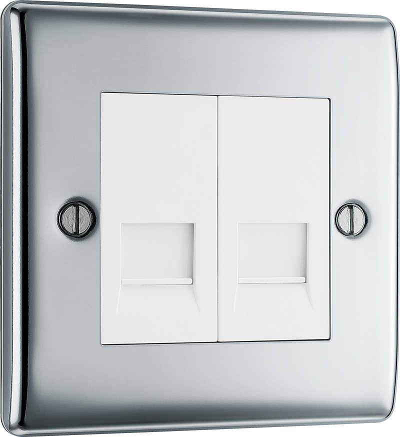BG Electrical Nexus Metal Polished Chrome - Double, telephone socket, master