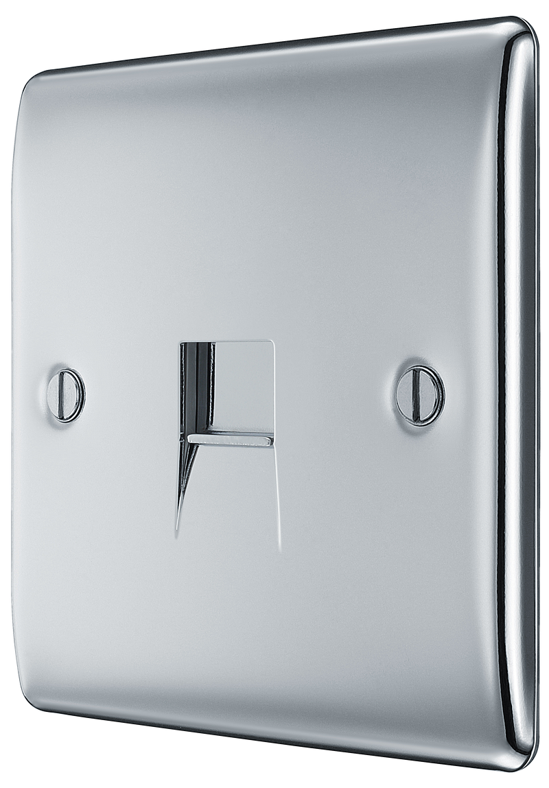 BG Electrical Nexus Metal Polished Chrome - Single, RJ11 telephone socket