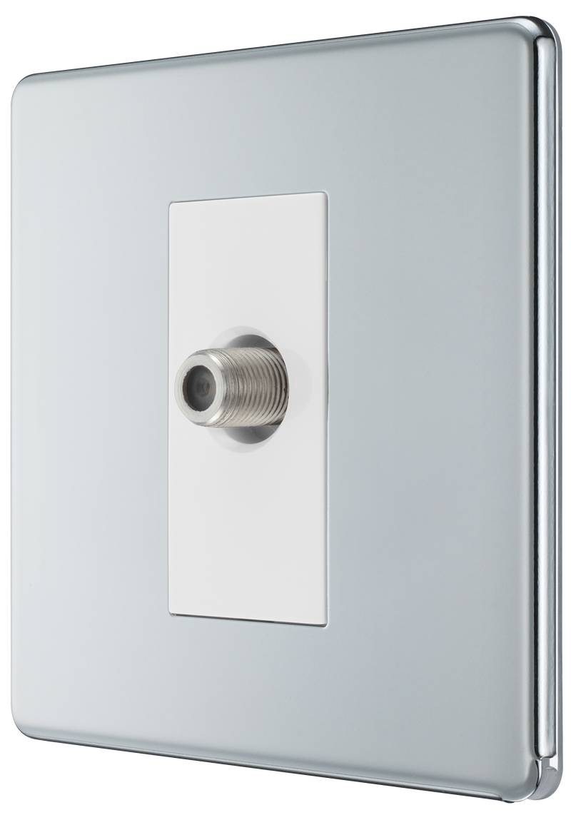 BG Electrical Flatplate Screwless Polished Chrome - Single, satellite