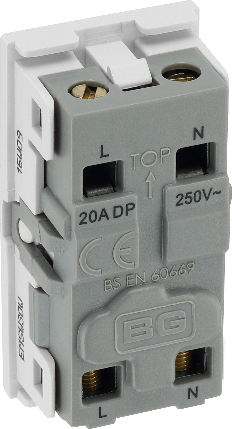 BG Electrical Euro Module - 20 Amp double pole switch