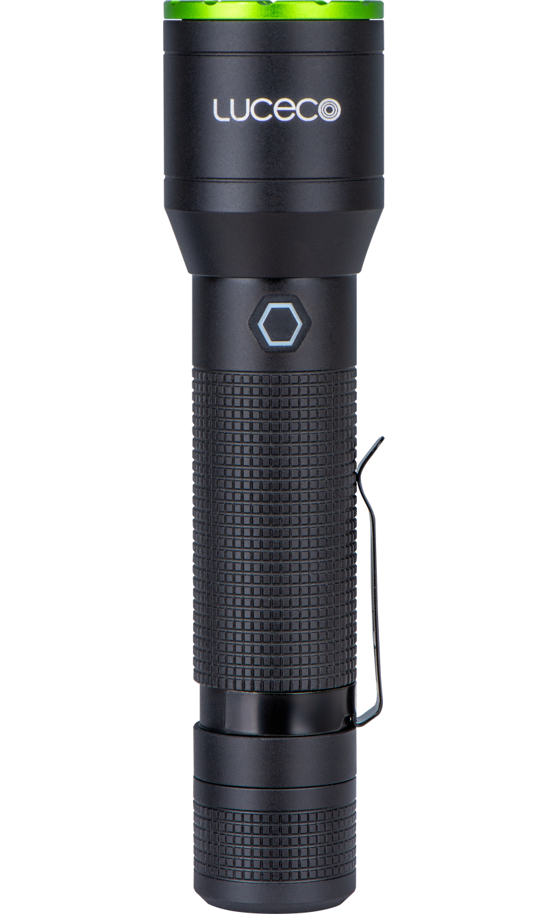 Luceco Hand Torch - Multi Focus LED Hand Torch, USB-C Rechargeable, Inspection Light, 3 Lighting Modes, IP44, 4W, 400lm, 6500K