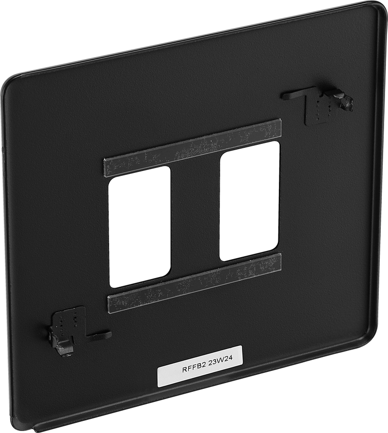 BG Electrical Flatplate Screwless Matt Black - 2 module - square