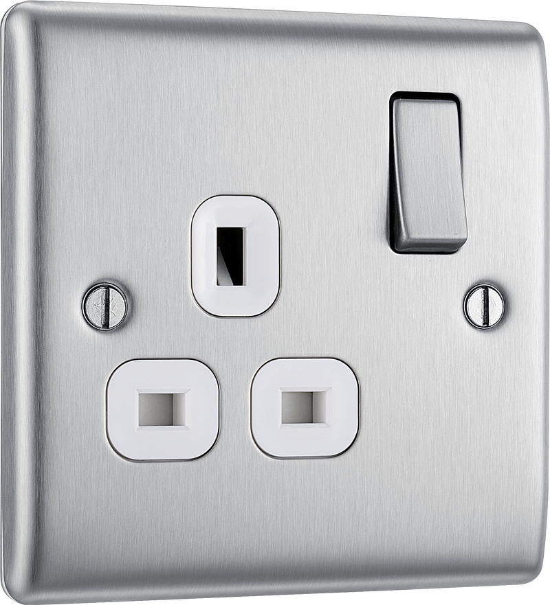 BG Electrical Nexus Metal Brushed Steel - Single switched, double pole