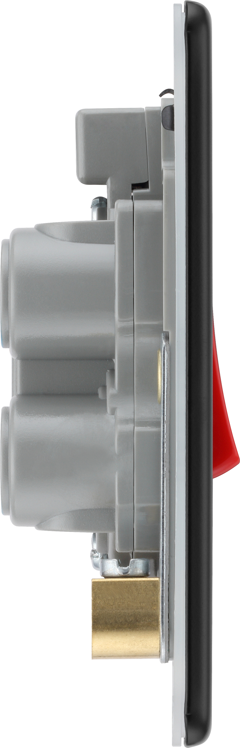 BG Electrical Flatplate Screwless Matt Black - 45A, double pole, single plate, with indicator