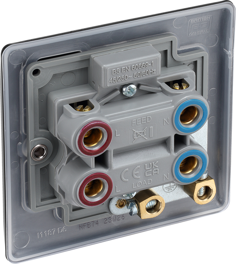 BG Electrical Nexus Metal Matt Black - 45A, double pole, single plate, with indicator